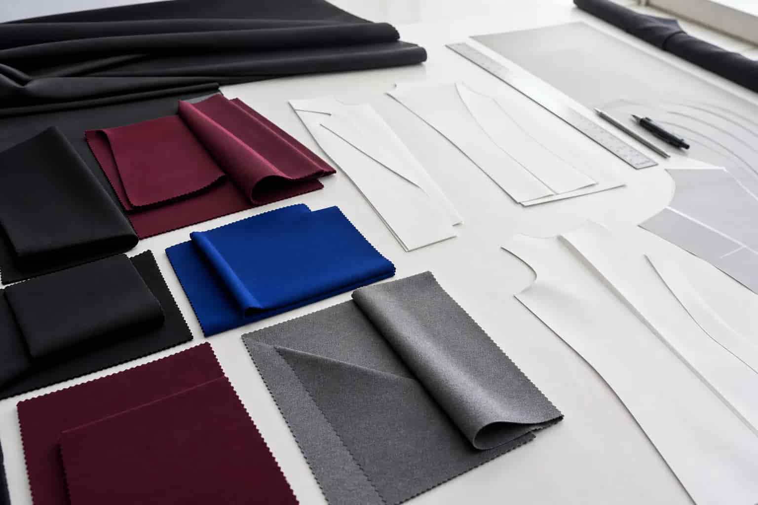 Finished Ponte Roma and scuba-style knit fabrics prepared for apparel development